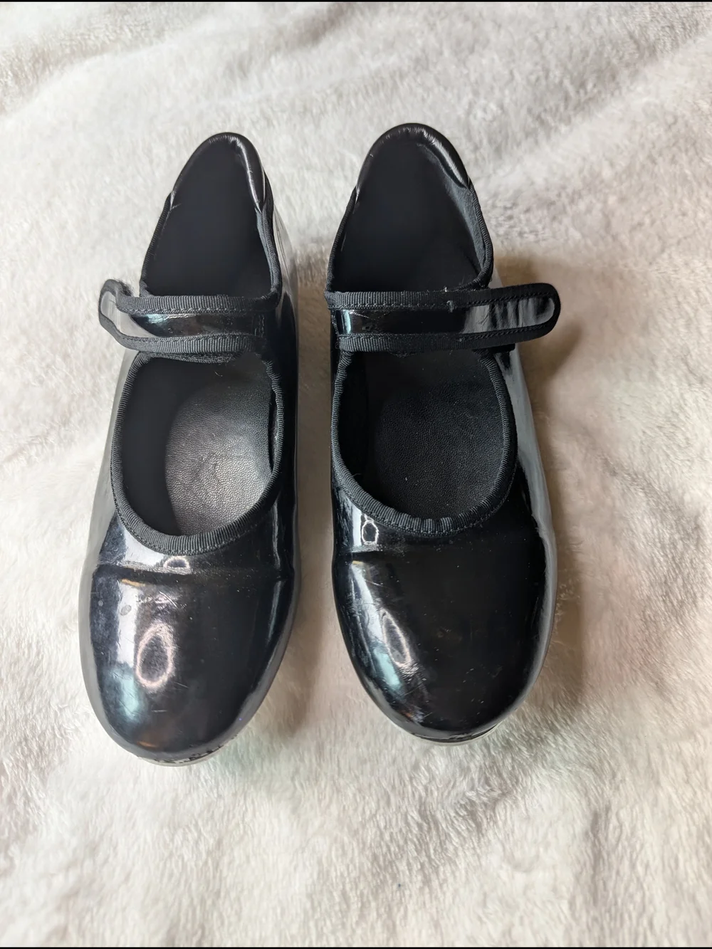 Girls' Black Tap Shoes with Hook-and-Loop Strap - Picture 1 of 4